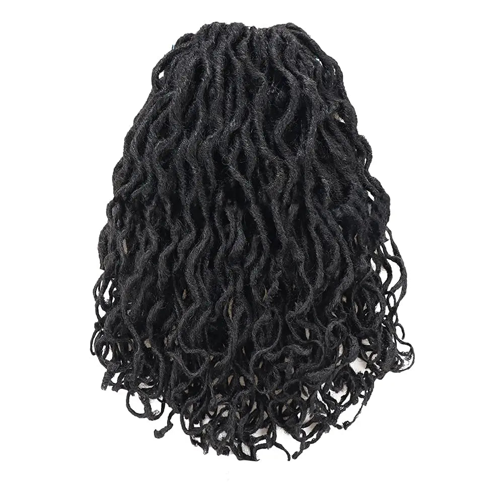 ( US ONLY) FAST SHIPPING GL | Toyotress® Curly Locs Crochet Hair - Natural Black Pre-twisted Faux Locs Crochet Braids, Short Pre-looped Synthetic Braiding Hair Extensions Toyotress